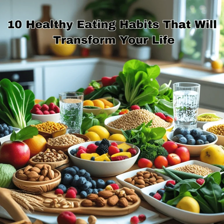 A colorful plate of fresh fruits, vegetables, and whole grains, symbolizing healthy eating habits for a balanced lifestyle