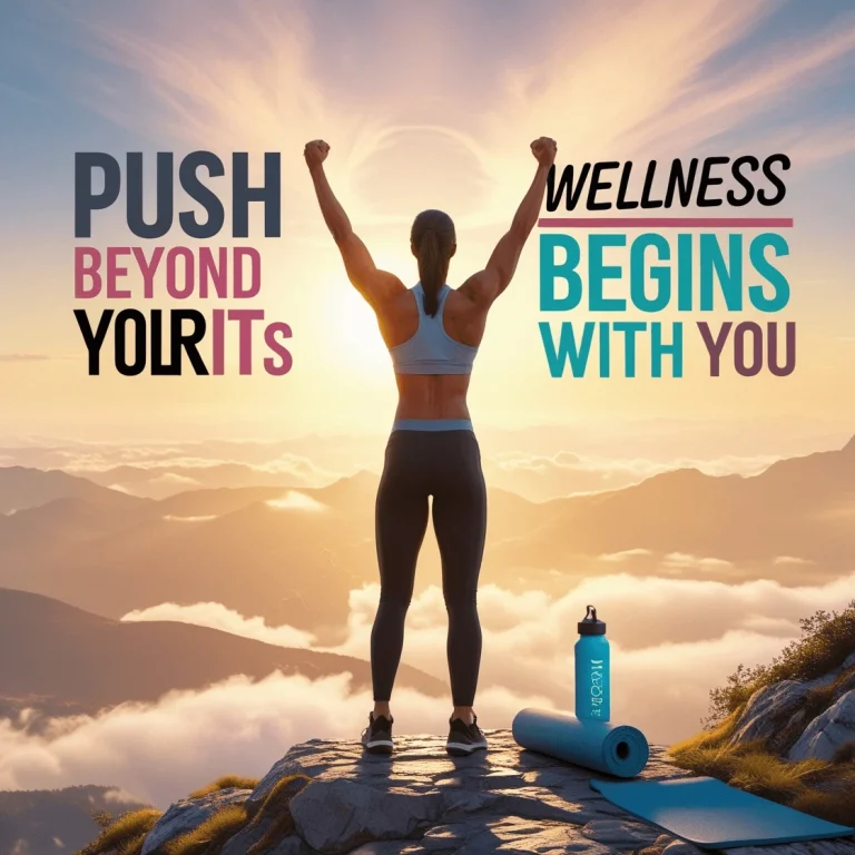 Motivational fitness quotes on a gym wall with workout equipment in the foreground