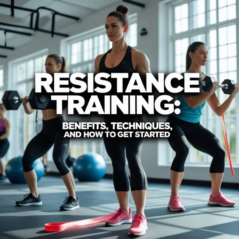 Group of individuals performing resistance training exercises with dumbbells, resistance bands, and bodyweight in a modern gym setting